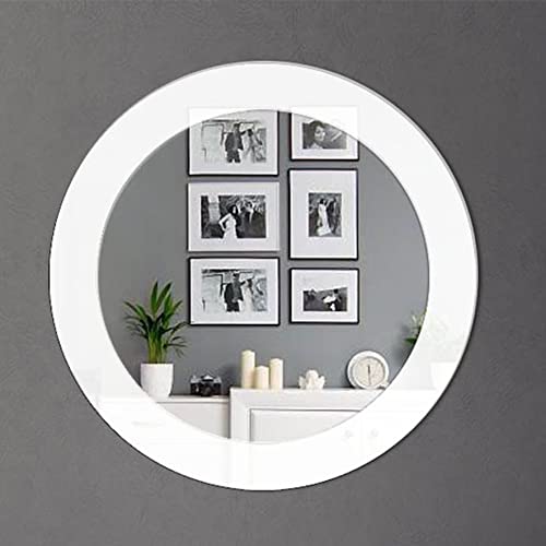 Runder Spiegel Weiß Wandspiegel Moderner Dekorativer Kristallspiegel für Wohnzimmer, Schlafzimmer, Flur, Schminktisch, Eingangsbereich Wanddekoration in Weiß 60 cm von Badspiegeldesign