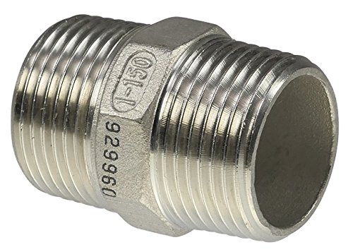 Badtke Edelstahl Sechskant-Doppelnippel, AG/AG, Werkstoff V4A, 3/8" von Badtke Edelstahl