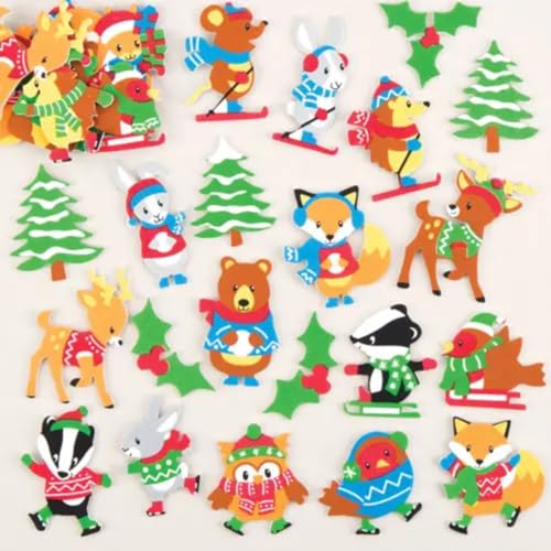 Baker Ross AV453 Winterwald Moosgummi Sticker - 120 Stück, Schaumstoff Aufkleber für Kinder zum Basteln, Gestalten und Dekorieren von Baker Ross