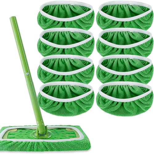 Baketron 8 Stück Tücher Wiederverwendbare Kompatibel mit Swiffer Sweeper Mop,Mehrwegtücher mehrweg flachmopptuch,Ersatzbezug für Nass- und Trockengebrauch,Reusable Waschbare Nachfüllpacks von Baketron