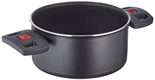 BALLARINI Click + Cook Kochtopf, Antihaftbeschichtet, 16 cm, Mit klappbaren Kunststoff-Griffen, Schwarz von BALLARINI