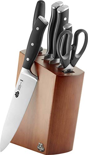 BALLARINI Savuto Nero Messerblock, 7-tlg., Holzblock dunkel, Messer und Schere aus rostfreiem Spezialstahl/Kunststoff-Griff, Schwarz von BALLARINI