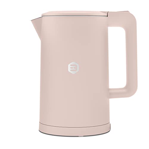Balter Wasserkocher Edelstahl WK-4, 1,7 Liter, elektrischer Wasserkocher, Doppelwand Design, BPA frei, LED, Teekocher Kompakt, leise (Pink) von Balter