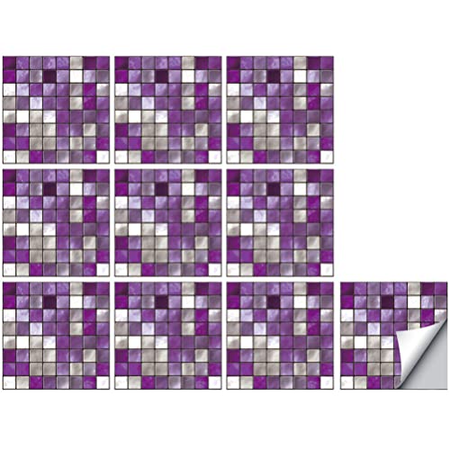 Baluue 10 Stk Simulierte Fliesenaufkleber Klebrige Tapete Spritzschutz Für Küchen Abziehen Und Aufkleben Rückwand Wandaufkleber Und Wandbilder Küchentapete Glas Haushalt Pvc 3d Violett von Baluue