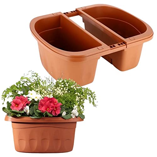 Geländerkasten Beidseitg Balkonkasten Geländer Blumen Kasten Topf Blumenkübel Terracotta 40 cm von bama