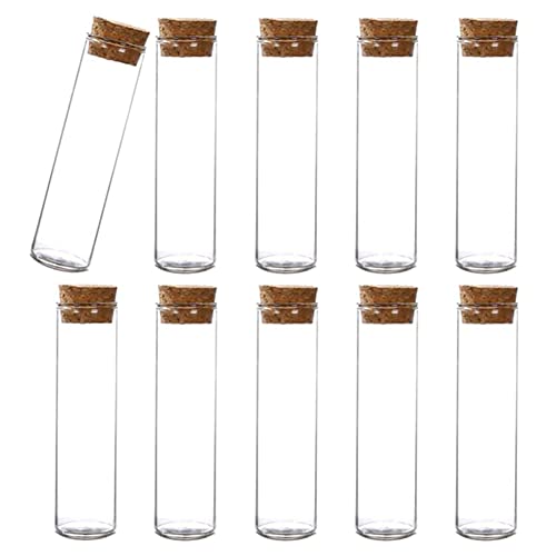 Reagenzgläser aus Borosilikatglas, 60 ml, leer, durchsichtig, flache Reagenzgläser mit Korkverschluss, Fläschchen, Behälter, Partygeschenk, 10 Stück von Bamboopack