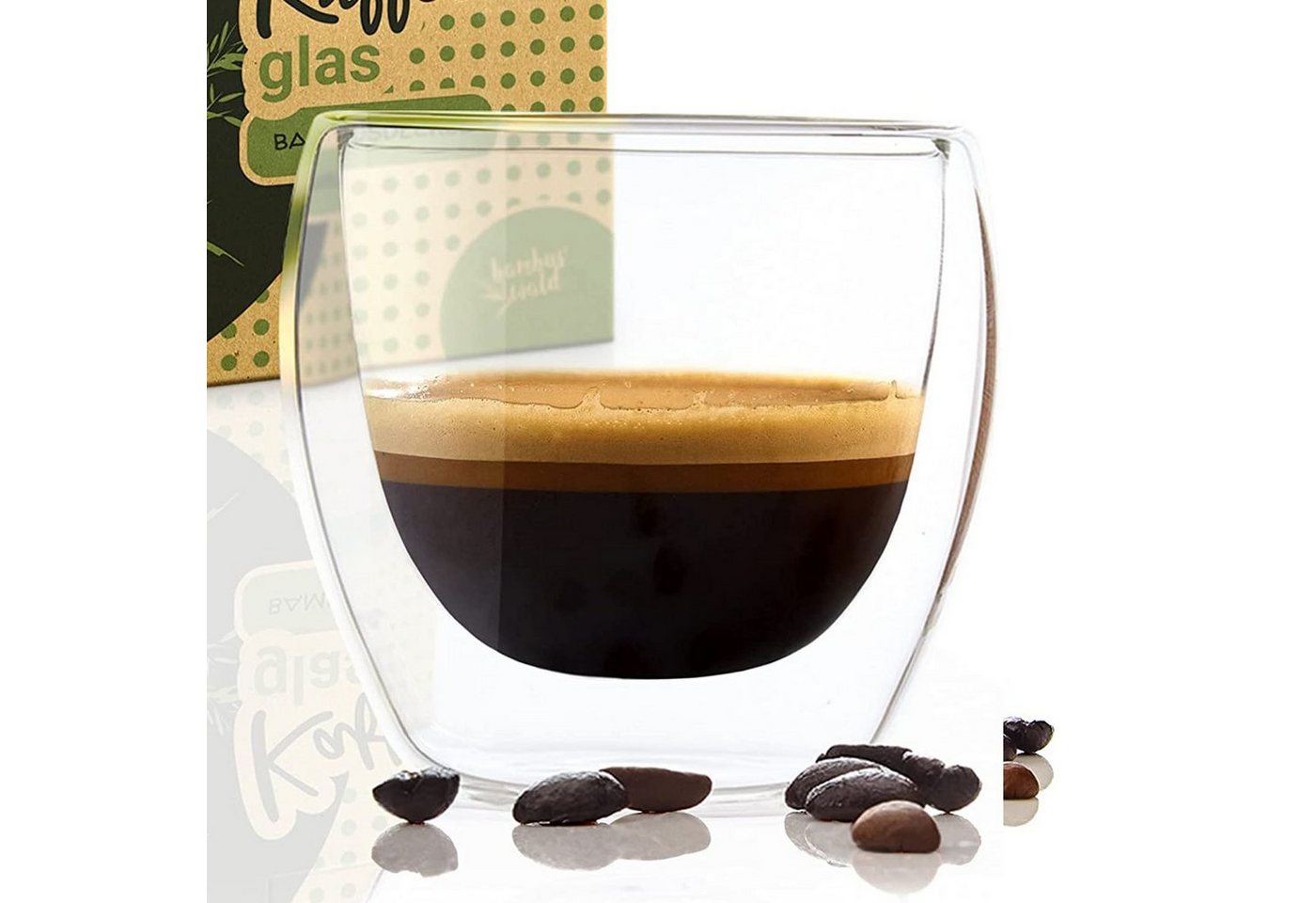 Bambuswald Thermoglas Kaffeeglas 100 ml, Glas von Bambuswald