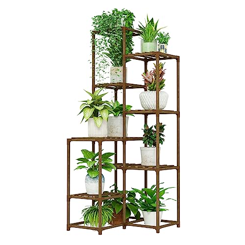 Bamworld 138,9 cm hoher Pflanzenständer für drinnen und draußen, Eckregal, Holzpflanzenhalter für Wohnzimmer, Eckständer, Zimmer, Outdoor, Pflanzenregal, Innenbereich, mehrere Pflanzen, Terrasse, von Bamworld