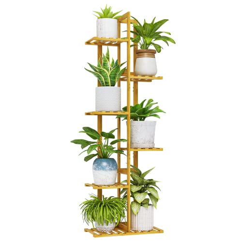Bamworld Bambus-Pflanzenständer für den Innenbereich, 6 Etagen, hohes Pflanzenregal für mehrere Pflanzen, abgestufter Eckblumenständer für Fenster, Garten, Balkon, Heimdekoration, Wohnzimmer, von Bamworld