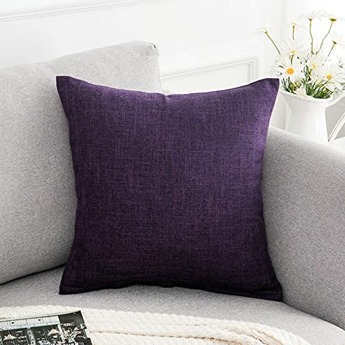 Banemi Kissenbezug für Mädchen, Lila Quadrat Violett Flachs für Sofa Auto Schlafzimmer 50X50cm von Banemi