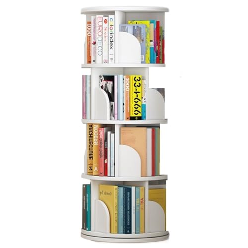 Bücherregale Bücherregal Bodenregale 360 Grad drehbar Bücherregal 4/5 Tier drehbar Bücherregal Haus Wohnzimmer Büro (Color : Weiß, S : 40 * 129cm) von Bao Xing Bei Firm
