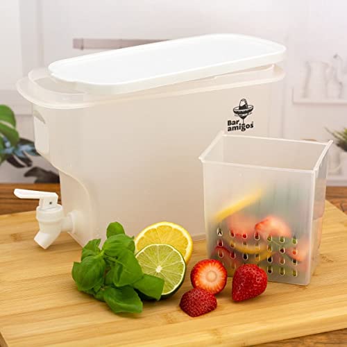 Bar Amigos Wasserspender für Früchte, mit Wasserhahn, 3,5 l, Kunststoff, PETG, für Reisen, Schreibtisch, Getränke, nachfüllbar, ideal für Eistee, Kühlschrank, Camping, Saft, 3,5 Liter von Bar Amigos