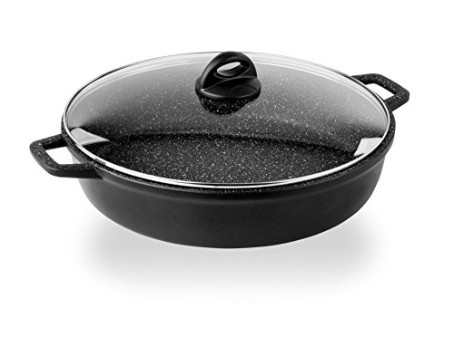 Barazzoni Le Cooking Spezialpfanne mit Deckel, Aluminiumdruckguss, Schwarz, 36 cm von Barazzoni