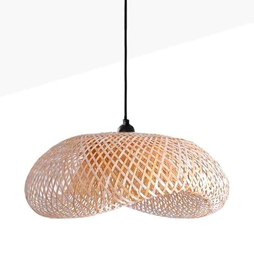 B·LED BARCELONA LED BarcelonaLED Rattan-Lampe, Hängeleuchte, handgefertigt mit Bambus-Rattan, Natur, dekorativ, asiatischer Vintage-Stil, kreativ für Wohnzimmer, Tee, Esszimmer, Bar Küche, Sockel E27 von B·LED BARCELONA LED