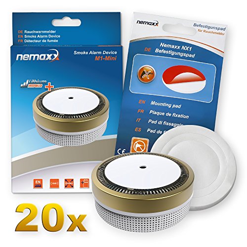 Nemaxx RM1271 20x M1-Mini Rauchmelder, Gold, 20er-Set, 20 Stück von Nemaxx