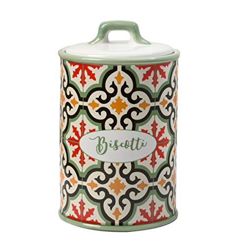 Baroni Home Keramiklinie Cementine, Kesdose aus Keramik, Keksaufbewahrung, 13x13x21 cm von Baroni Home