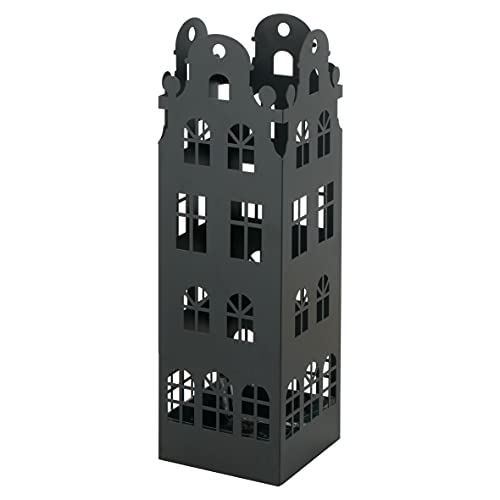 Baroni Home Modernes Design Schirmständer aus Metall mit rundem Dach, 2 Haken, 4 Füße Kratzfest und Abnehmbarer Regenbehälter 15,5 x 15 x 49 cm, Schwarz von Baroni Home