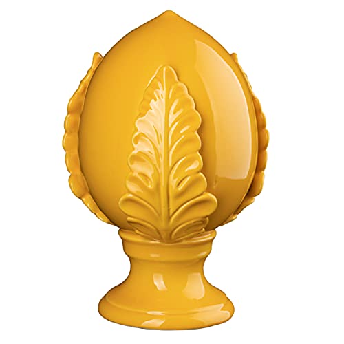 Baroni Home Apulischer Pumo, dekorative Blumenknospe aus handbemaltem Porzellan, Bunte Hausdekoration, 17x17x27 cm, Gelb von Baroni Home