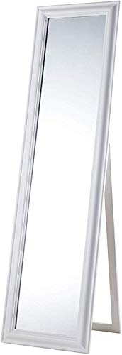 MONTEMAGGI Bodenspiegel mit Einstellbarer Neigung aus mattweißem Holz. Schöner Spiegel im Shabby-Chic-Stil. Abmessungen: 43,4 x 4,5 x 163 cm von Baroni Home