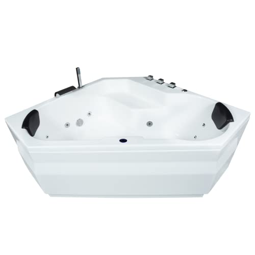 Basera® BASIC Indoor Eck-Whirlpool Badewanne Capri 145 x 145 cm mit 12 Massagedüsen, Wasserfall, LED-Ambiente von Basera