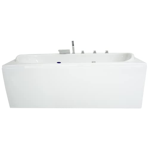 Basera® BASIC Indoor Whirlpool Badewanne Palau 180 x 80 cm mit 12 Massagedüsen, Wasserfall, LED-Ambiente von Basera