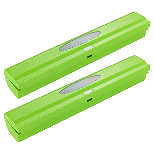 Folienschneider Press & Cut für Alu- oder Frischhaltefolie mit praktischem Sichtfenster, 2er Set (Grün) von Basera