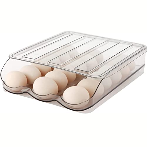 Bassulouda 1 Stück Eieraufbewahrung Container Kapazität Ei Organizer automatisch rollend für Kühlschrank mit Deckel von Bassulouda