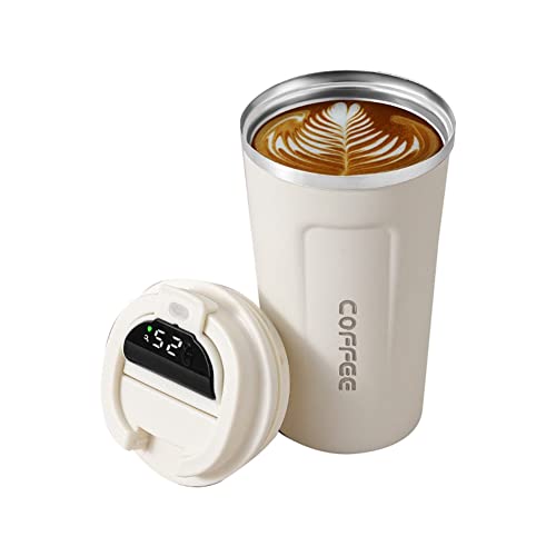 Bassulouda 510 ml Smart Kaffeeflasche, LED, Temperaturanzeige, Thermobecher, isoliert, Kaffeetasse, Weiß von Bassulouda