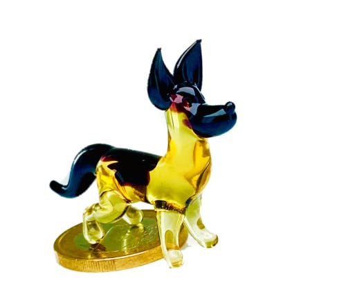 Bastick Hund Mini Deutscher Schäferhund - Miniatur Figur aus Glas - Deko Setzkasten Vitrine Glücksbringer von Bastick