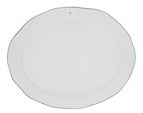 BC Servierplatte oval little Heart 37x30cm Keramik weiss grau Keramikgeschirr Servingplate gedeckter Tisch von Bastion Collections