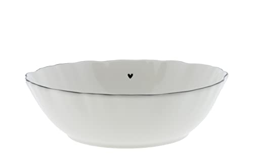 Bastion Collections Bowl Sushi Ruffle Heart Keramik weiß schwarz D17cm Sushi Schale Beilagen- oder Salatschale Keramikgeschirr gedeckter Tisch von Bastion Collections