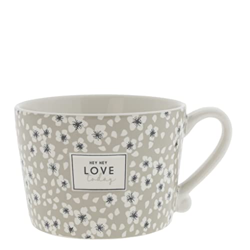 Tasse mit Henkel HEY HEY LOVE today Keramik weiß titane Keramikgeschirr Küche gedeckter Tisch BC Cup von Bastion Collections