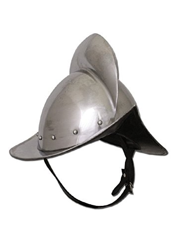 Battle-Merchant Deutscher Morion Helm, 1,6mm Stahl mit Lederinlay - Spätmittelalter - Landsknecht - LARP von Battle-Merchant