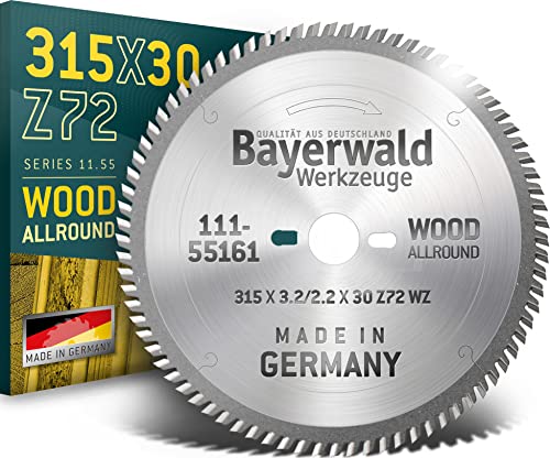 Bayerwald - HM Kreissägeblatt - Ø 315 x 3.2 x 30 | Z=72 KW | Serie 11.55 - Wechselzahn für Längs- & Querschnitte in Holz/Holzwerkstoffen von QUALITÄT AUS DEUTSCHLAND Bayerwald Werkzeuge