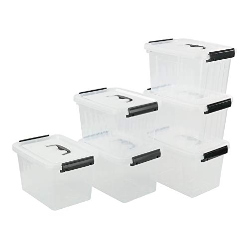 Bblie 6 Stück Aufbewahrungsboxen mit Deckel, Kunststoff, Transparent von Bblie