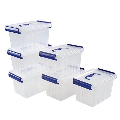 Bblie Plastikboxen mit Deckel Transparent, 6 Stück Aufbewahrungsboxen, Stapelbare Kisten (Klein) von Bblie