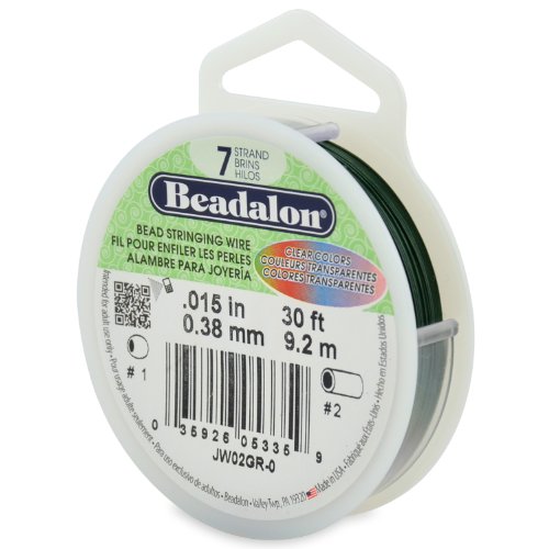 Beadalon 7-strängiger Edelstahl-Perlen-Saitendraht, 0,38 mm, grün, 9,2 m von Beadalon