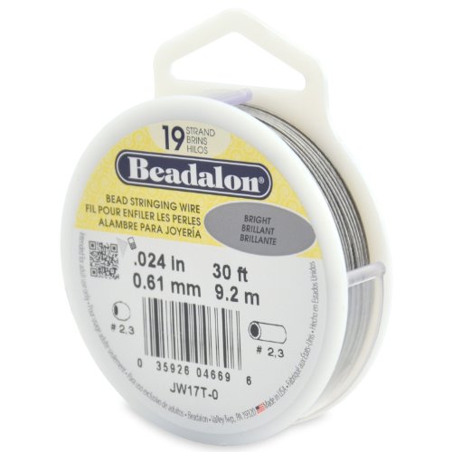 Beadalon Schmuckdraht Basteldraht aus 19 Fasern, 0,61 mm Durchmesser, Rolle mit 9,2 m, hell von Beadalon