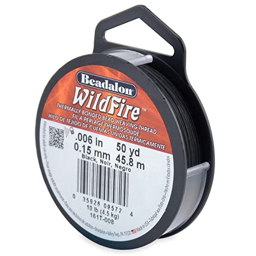 Black Wildfire Stringing Thread .006" (.15mm) Diameter 50 Yds/Pkg 161-T008 von Beadalon