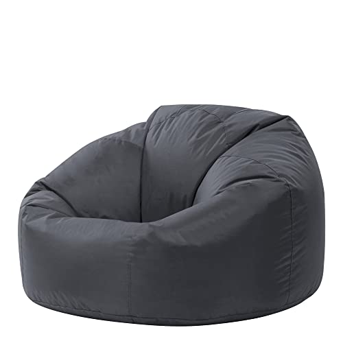 Bean Bag Bazaar Klassischer Sitzsack, Anthrazitgrau, Sitzsack für Erwachsene Groß, Sitzsack mit Füllung, Indoor Outdoor Sitzkissen Wasserabweisend von Bean Bag Bazaar