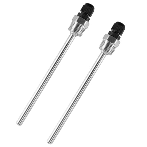 2 Stück Thermowell, 304 Edelstahl Tauchhülsen 250MM, G1/2 Zoll Gewinde für Temperatursensor, Tauchschutzrohre für Thermoelemente, Schutzrohr für Temperaturfühler von Beatific