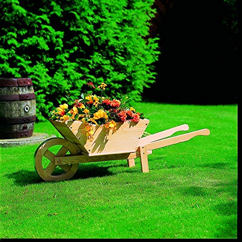 Beauty.Scouts Pflanzkarre Blumenkarre Viola Karre Natur Kiefernholz unbehandelt 113x32x40cm Blumenkasten Pflanzschubkarre Pflanzenkarre Gartendekoration von Beauty.Scouts