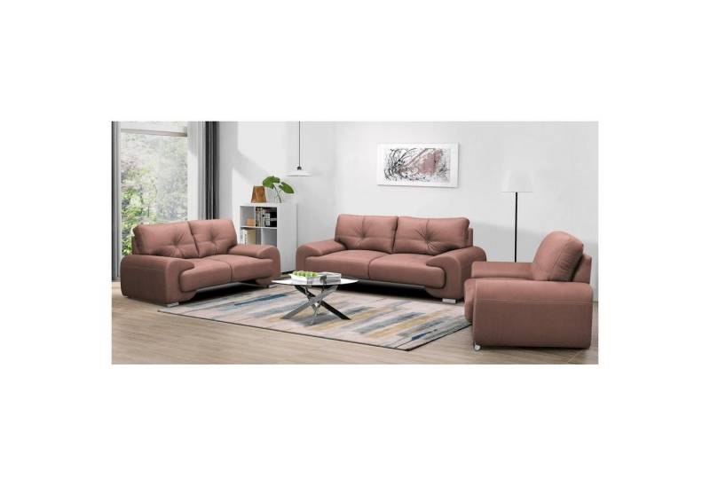 Beautysofa Polstergarnitur Maxime lux, (Sessel + Zweisitzer + Dreisitzer aus Kunstleder, Couchgarnitur im modernes Stil), mit Wellenfedern, mit dekorativen Nähten und bequemer Sitz von Beautysofa