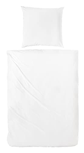 Beddress - Luxus-Satin-Bettwäsche, Uni Weiß, 155x220+80x80 cm, 100% gekämmte Baumwolle, OekoTex von Beddress