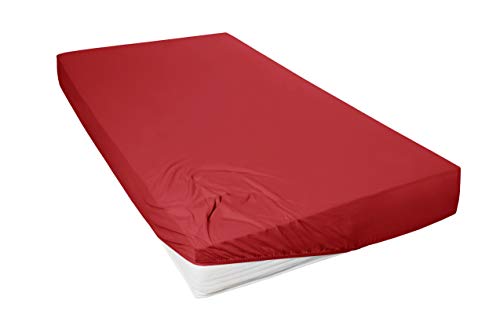 Beddress - Mako-Feinjersey-Spannbetttuch, Rot, 180-200x200 cm, 100% gekämmte Baumwolle, OekoTex von Beddress