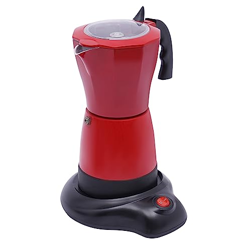 Begoniape 300ML 480W Espressokocher, Elektrischer Espresso-Kocher für 6 Espressotassen, Espressotassen Espressomaschine mit Basis, Anti-Tropf Düse Mokka Töpfe Rot von Begoniape