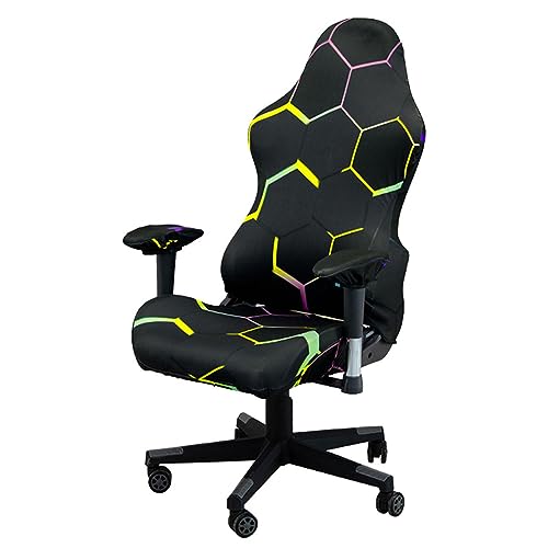 Beieyosu Gaming-Stuhlbezüge, mit Armlehnenbezug elastische Computerstuhlbezüge Stuhlschutz für Rennsitz Sessel Drehstuhl(Magic Hexagon) von Beieyosu