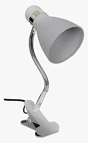 Bel Air Home - Flexo Lampe SICION mit Klemme für Schreibtisch, E27 Fassung, Metall Lampenschirm , klassischer kleiner Stil, 28x27x11cm, 475g (GLÜHBIRNE NICHT INBEGRIFFEN) (Silber) von Bel Air Home