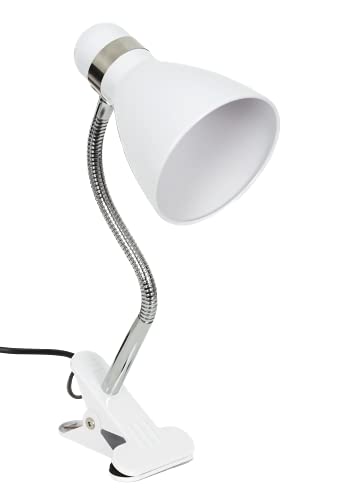 Bel Air Home - Flexo Lampe SICION mit Klemme für Schreibtisch - E27 Fassung, Metall Lampenschirm - klassischer kleiner Stil - 28x27x11cm, 475g (GLÜHBIRNE NICHT INBEGRIFFEN) (weiß) von Bel Air Home