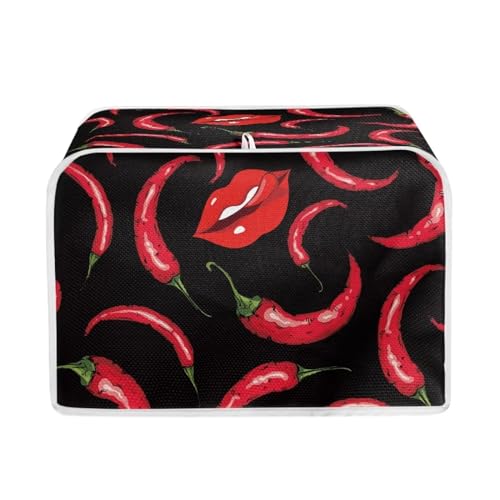 Belidome Red Lip Peppers Toaster-Abdeckung, waschbar, Brotmaschinen-Etui von Belidome